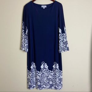 Navy Blue Dress with White Lace
